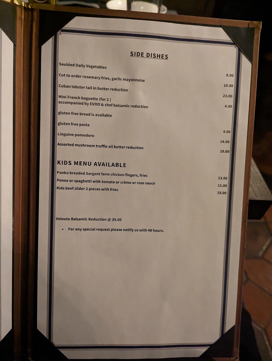 Menu, Veloute @ Palace Pier