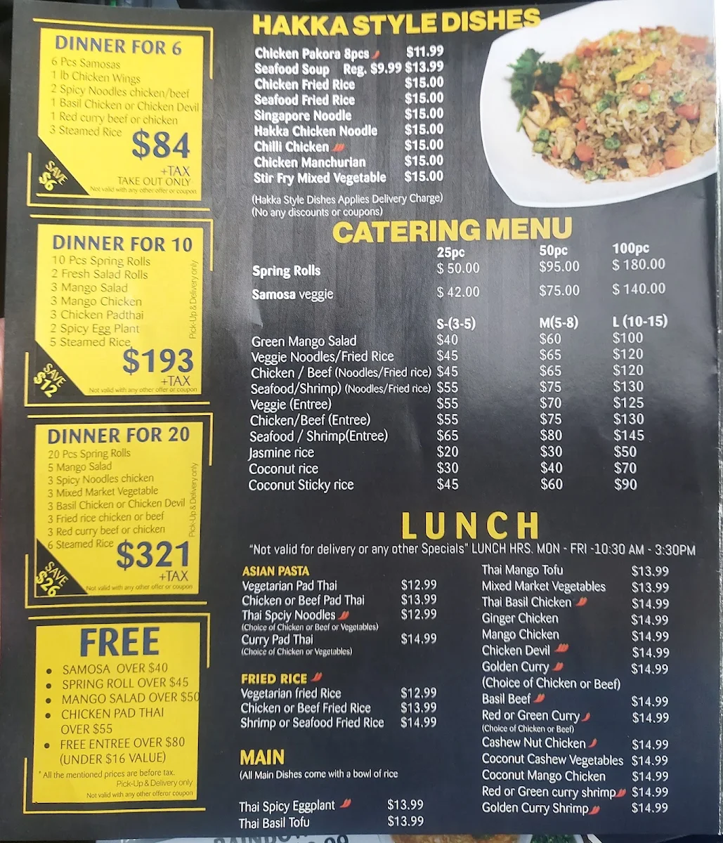 Menu, Thai On Rock | Authentic Thai Restaurant Scarborough Ontario