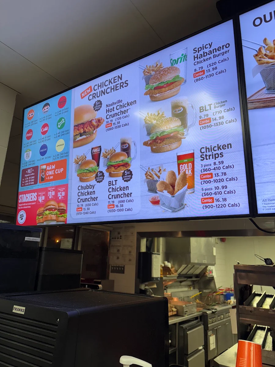 Menu, A&W Canada