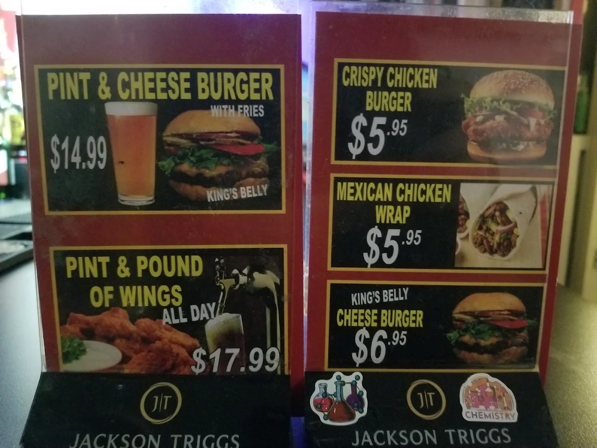 Menu, King's Belly Pub