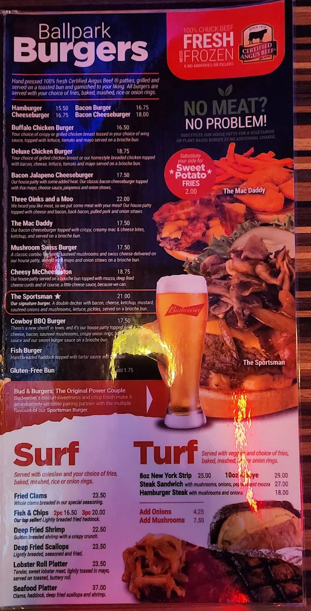Menu, Sports Rock Dieppe