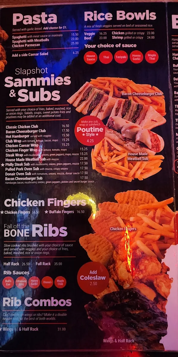 Menu, Sports Rock Dieppe