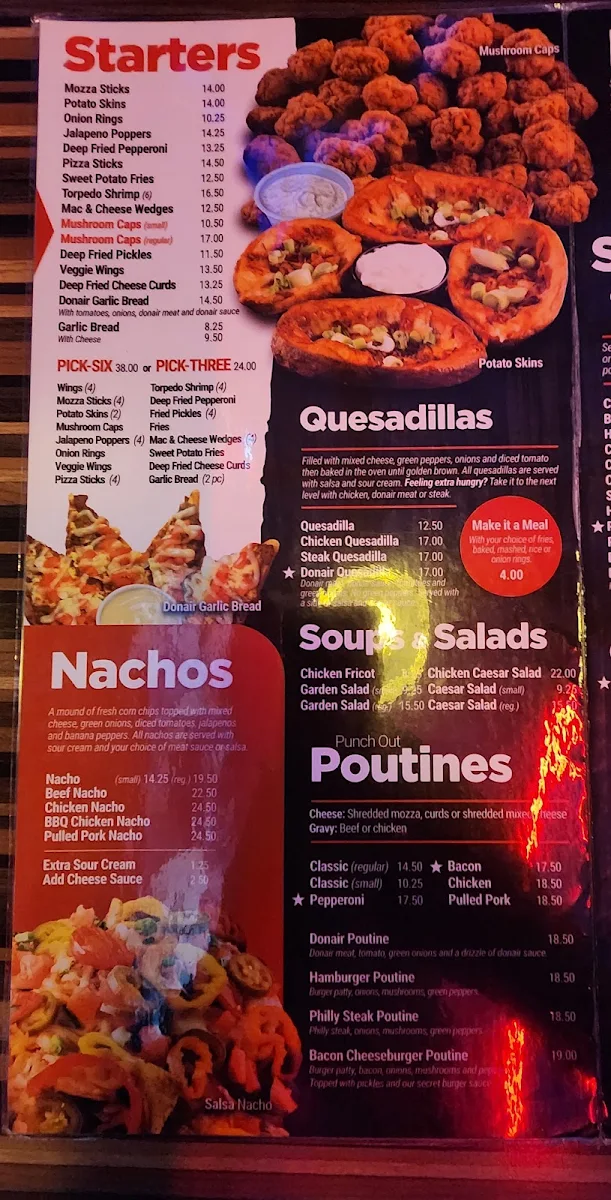 Menu, Sports Rock Dieppe