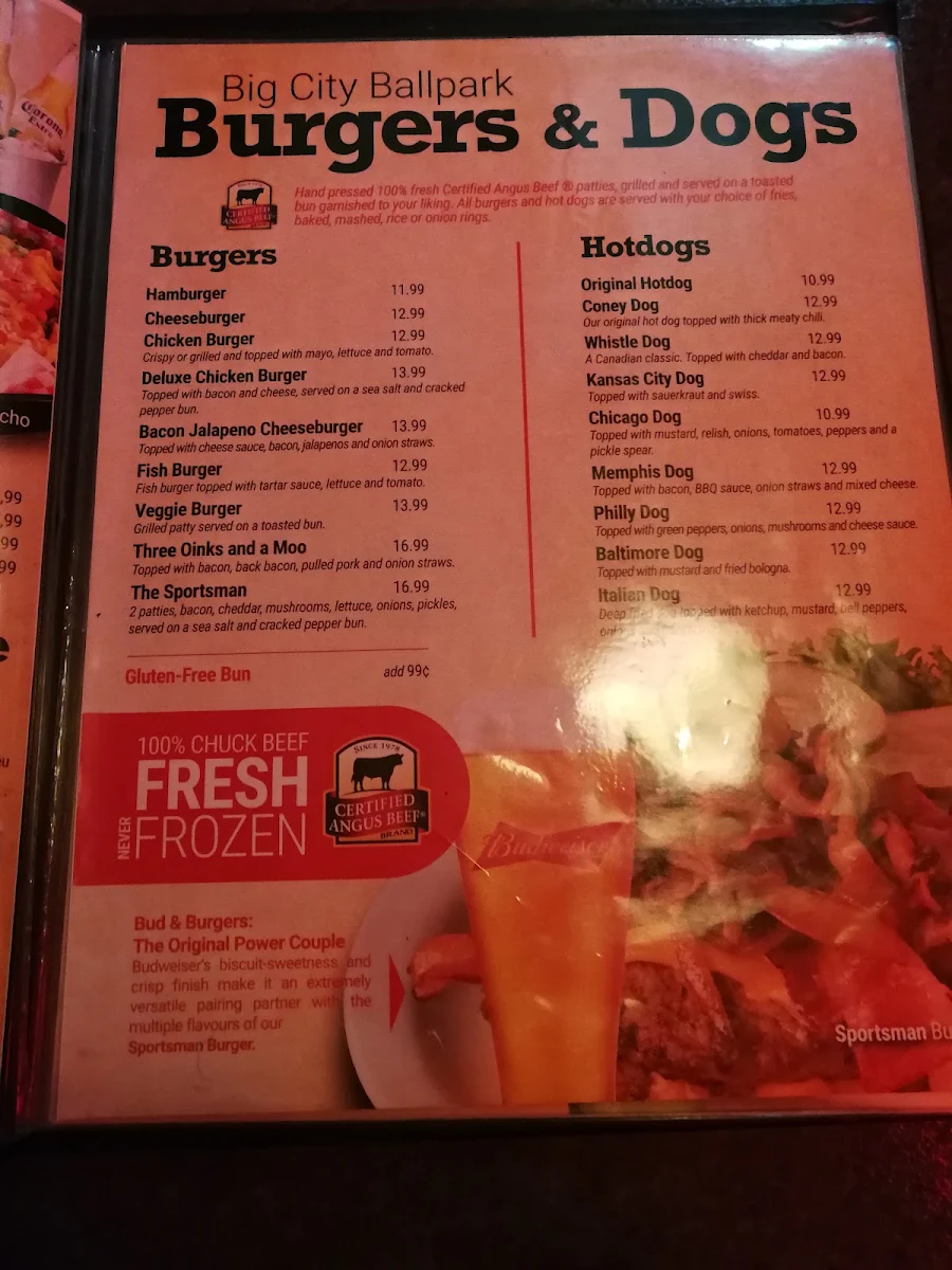 Menu, Sports Rock Dieppe