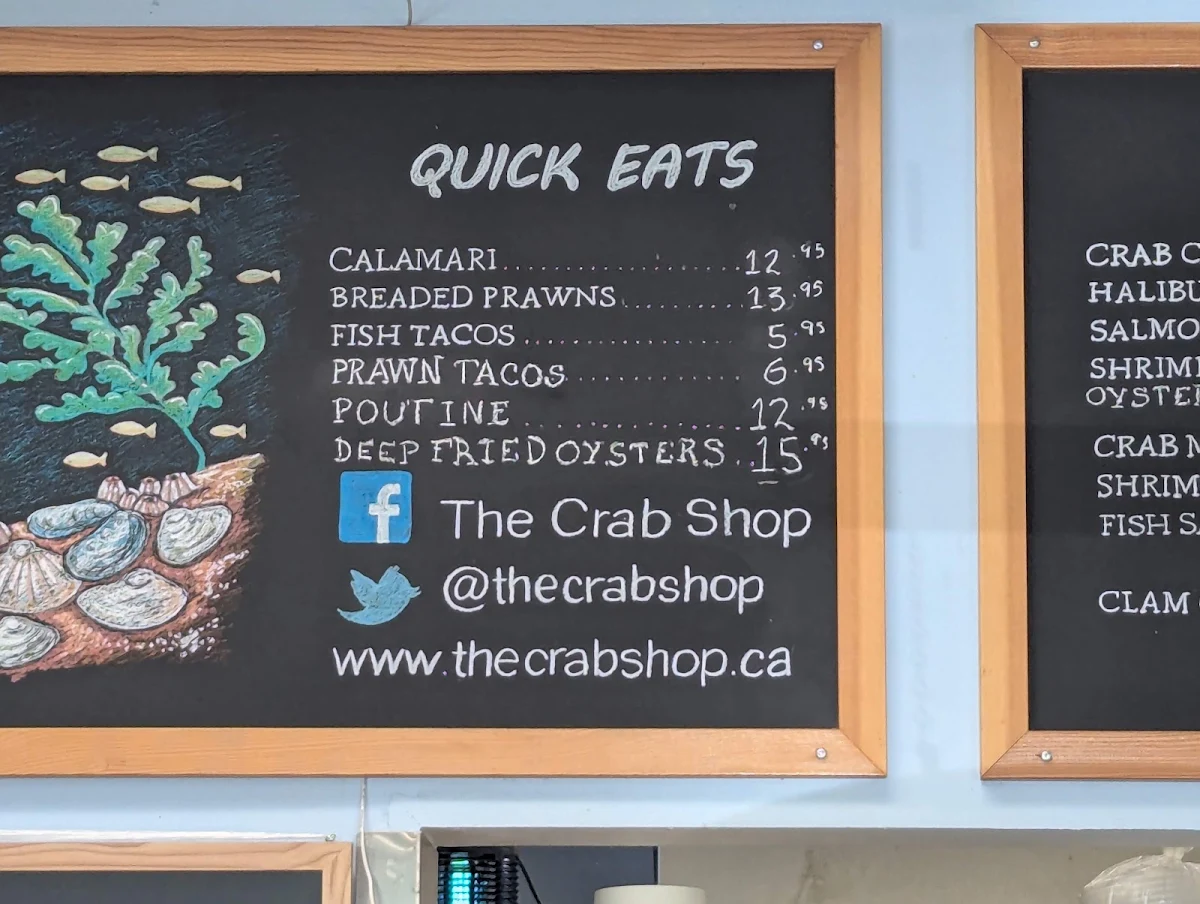 Menu, The Crab Shop