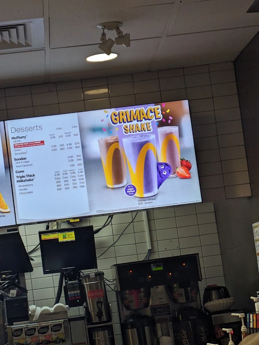 Menu, McDonald's