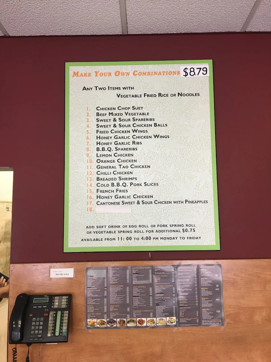 Menu, Golden Palace Restaurant