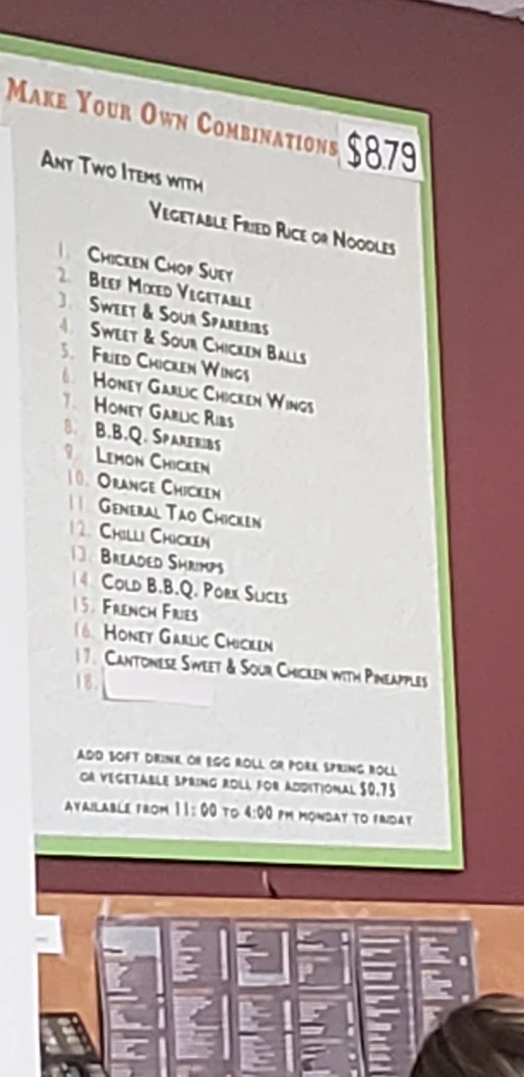 Menu, Golden Palace Restaurant