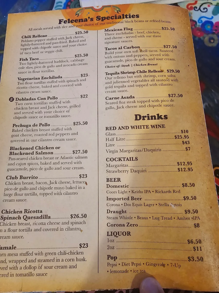 Menu, Feleena's