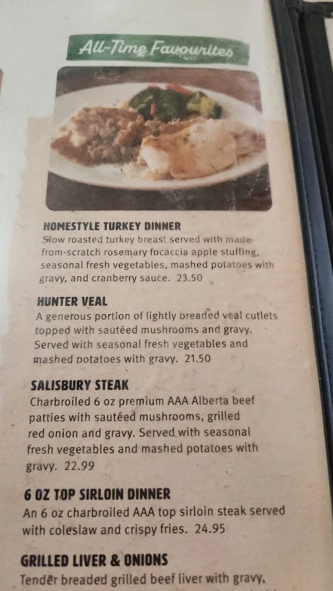 Menu, Humpty's Big Plate Diner - Saskatoon