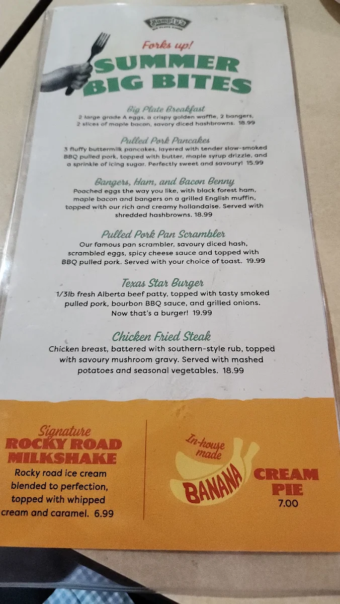 Menu, Humpty's Big Plate Diner - Saskatoon