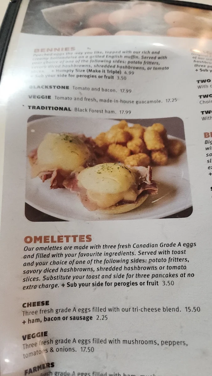 Menu, Humpty's Big Plate Diner - Saskatoon