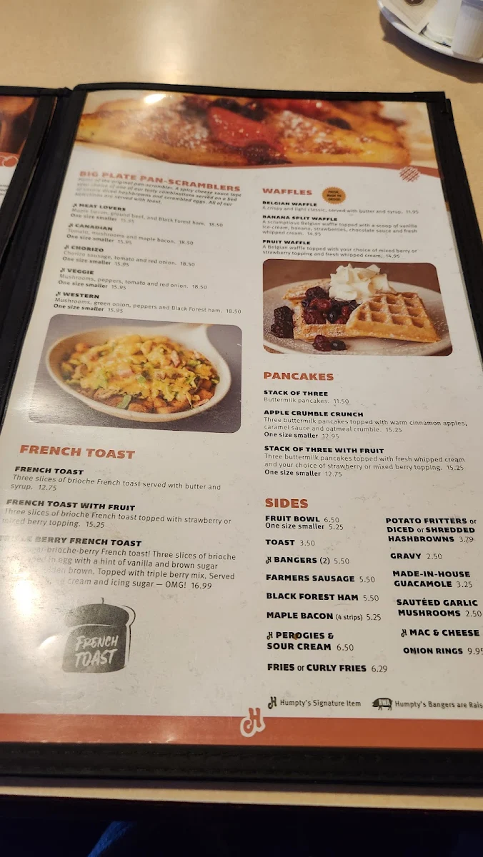 Menu, Humpty's Big Plate Diner - Saskatoon