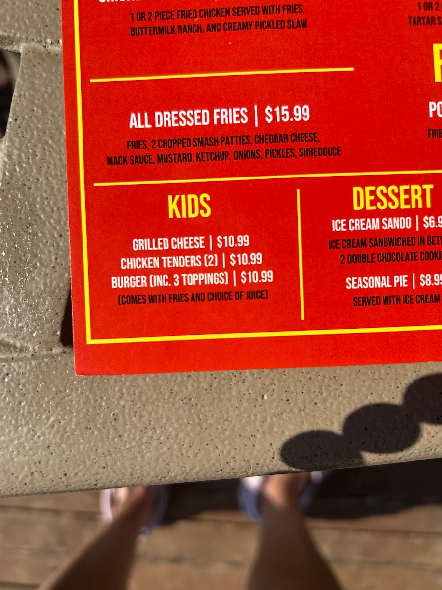 Menu, The Sando Shack