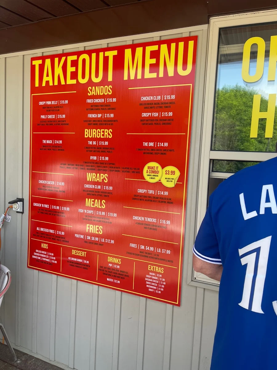 Menu, The Sando Shack