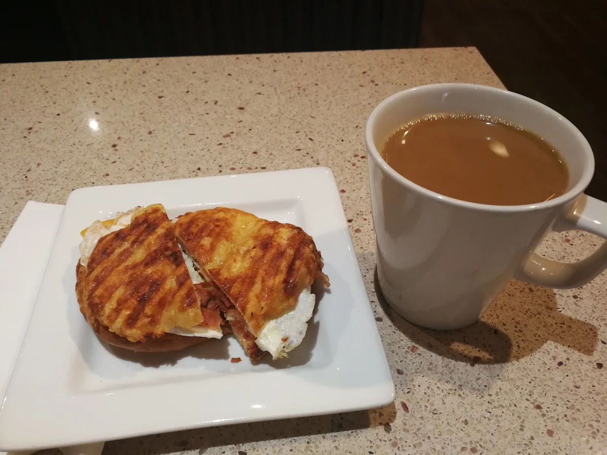 Asiago Breakfast Bagel and Dark Roast