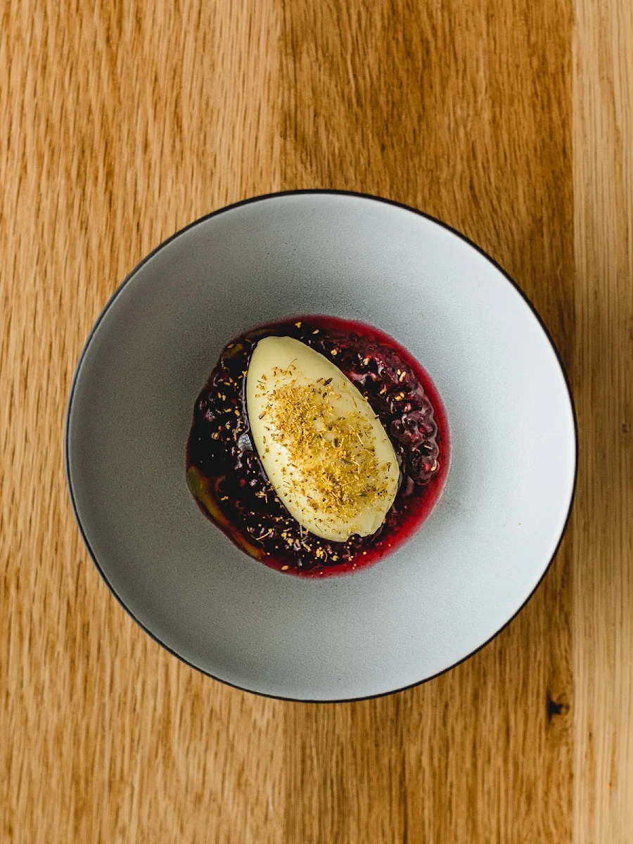 Olive Oil Cremeux Fennel Pollen Berries and Red Wine