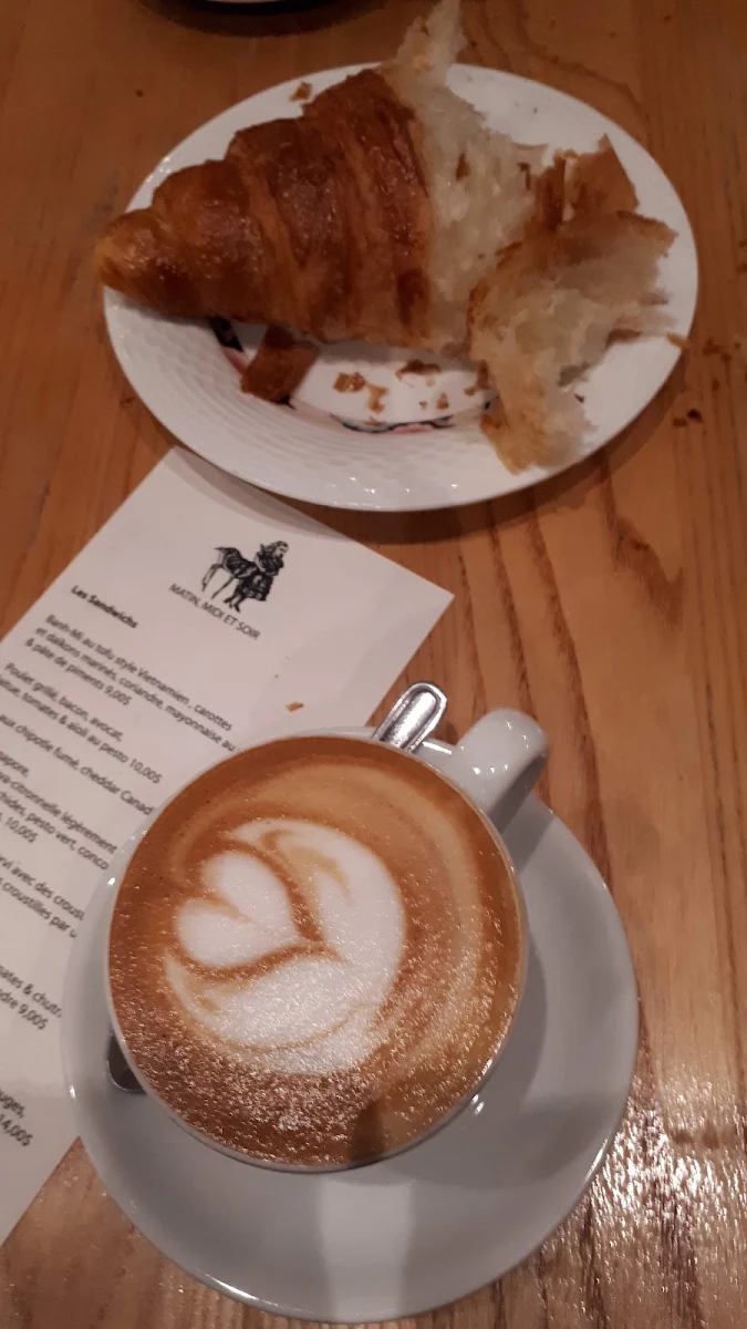 Almond Croissant with an Almond Milk Latte