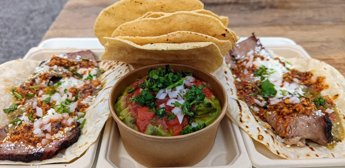 Brushfire Brisket Tacos with Guacamole and Chips