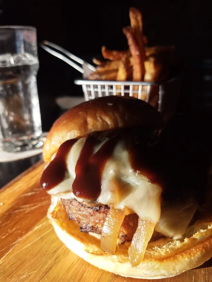 Beyond Meat Burger w Mushroom Swiss Burger