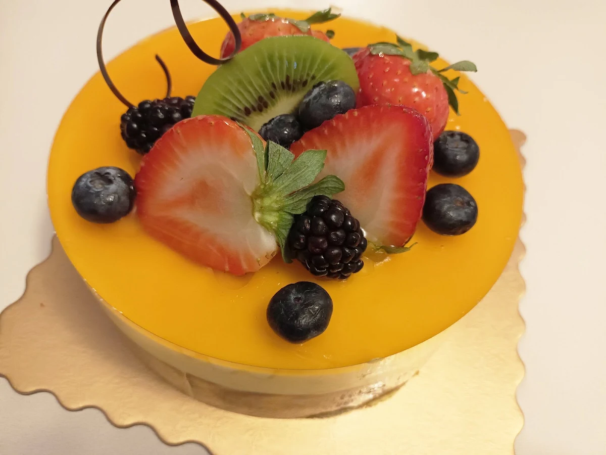 Mango Passion Fruit Mousse Cake