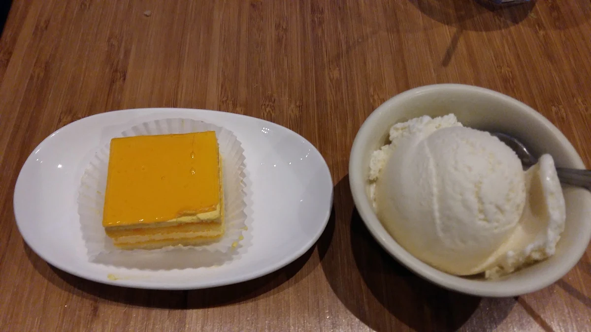 Mango Cake and Vanilla Ice Cream