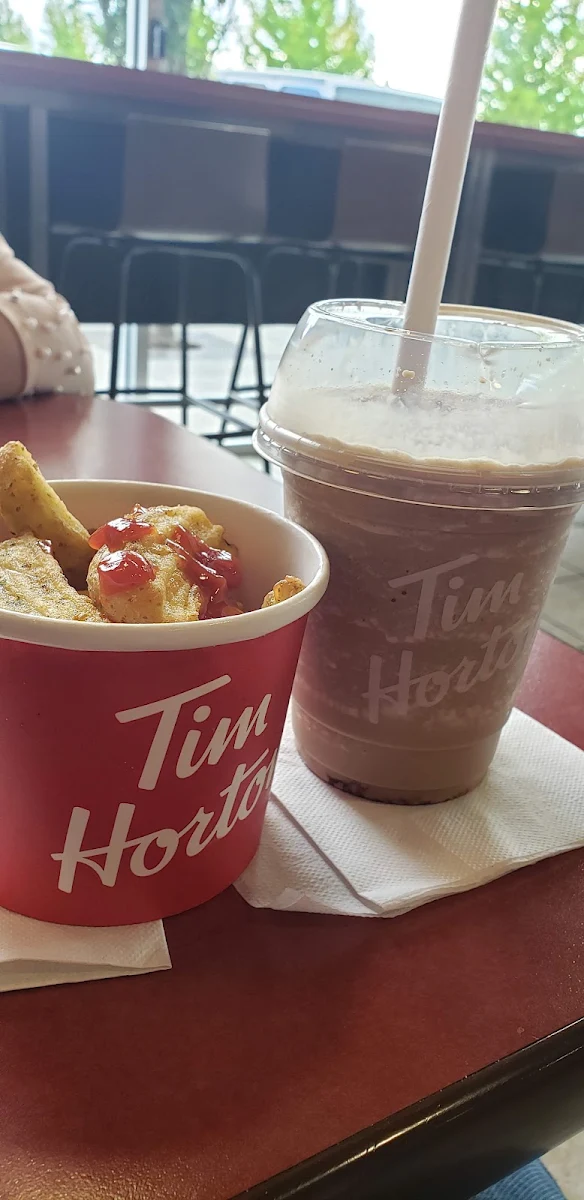 Iced Cappuccino and Fries with Cheese
