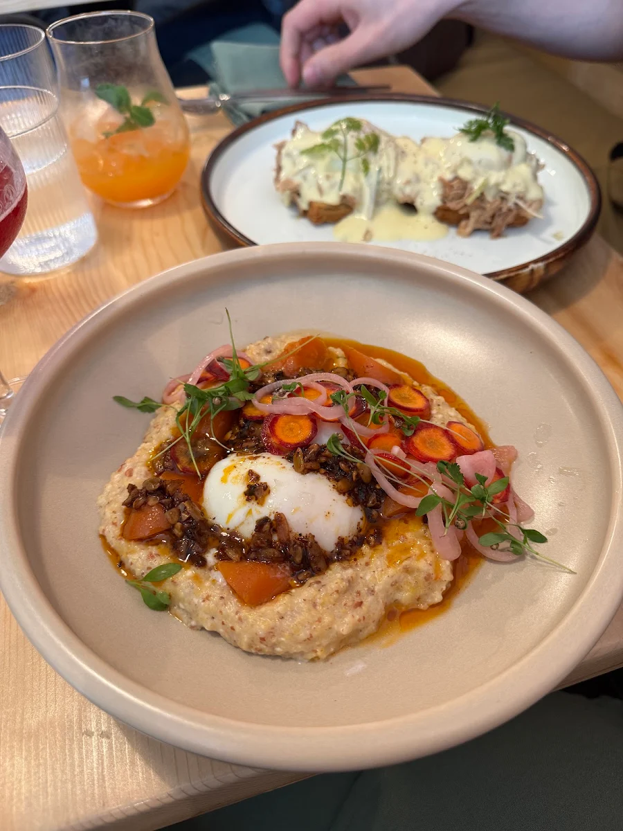 Corn Grits with Poached Eggs