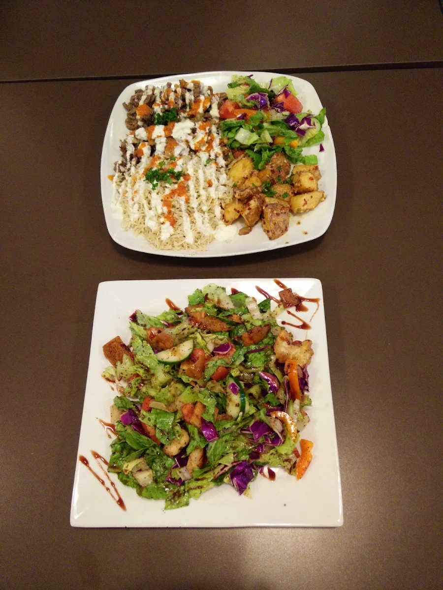 Mixed Shawarma Plate and Tabouli Salad