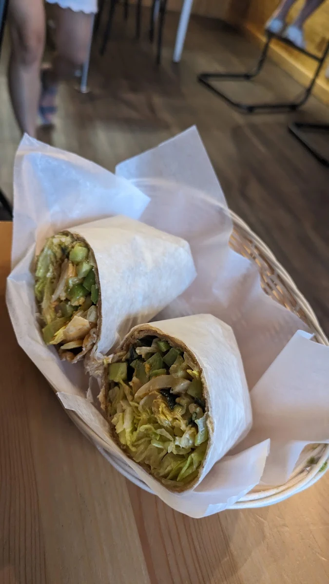 Chipotle Wrap, Trish juice Vancouver BC