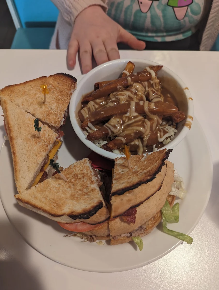 Club Sandwich with Poutine