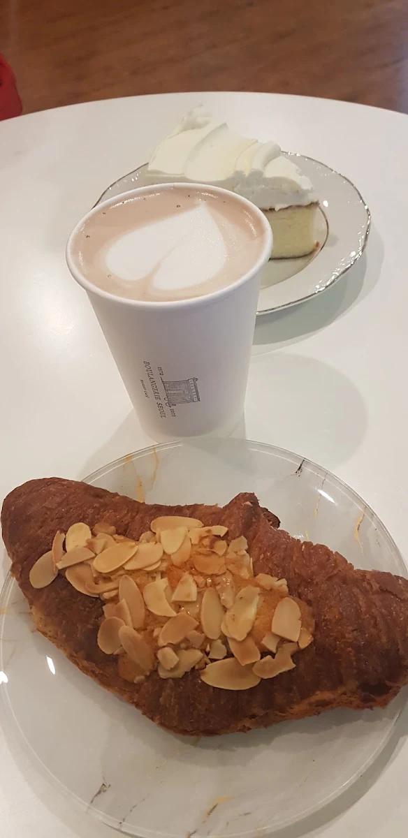 Almond Croissant and Hot Chocolate