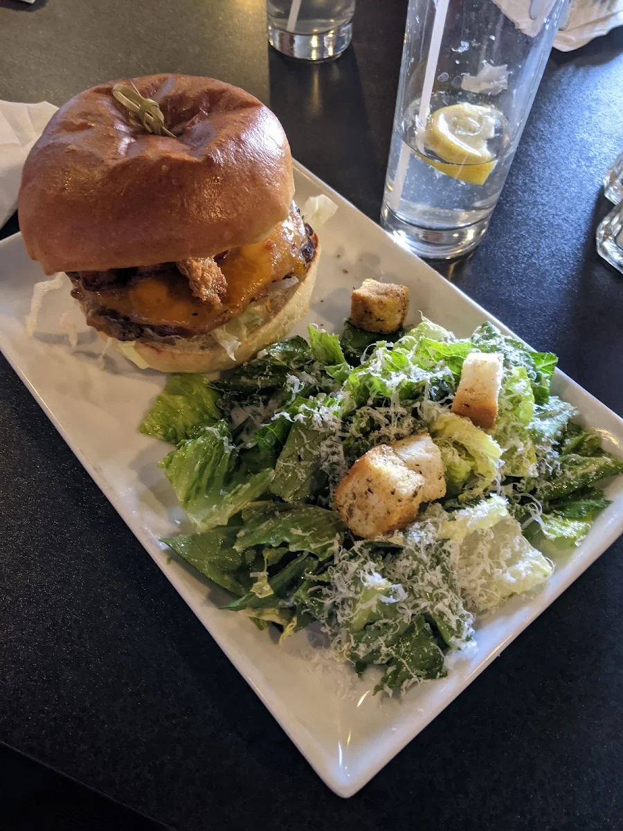 BBQ Cheeseburger with Ceasar Salad