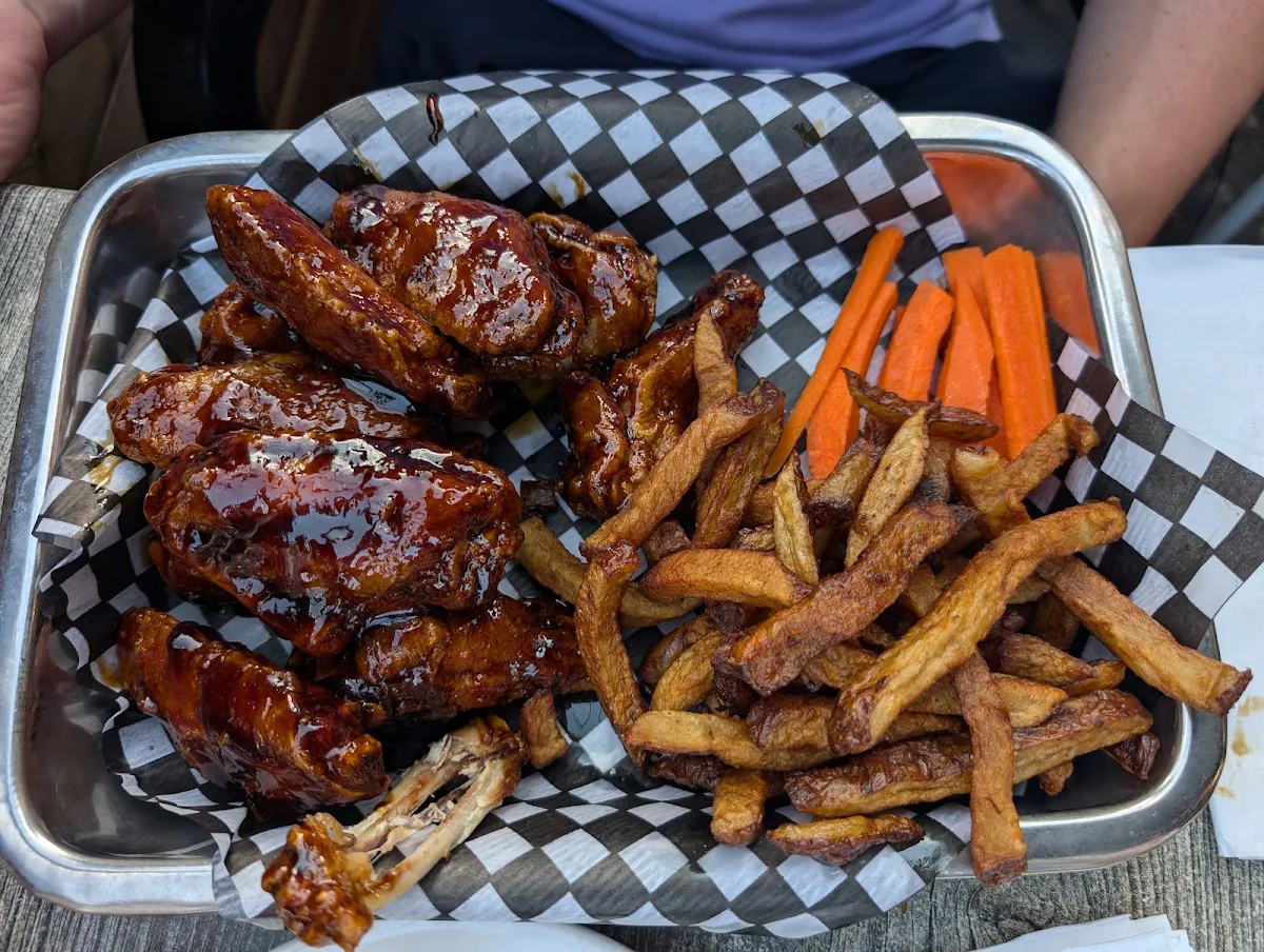 Honey Garlic Hot Wings and Fries