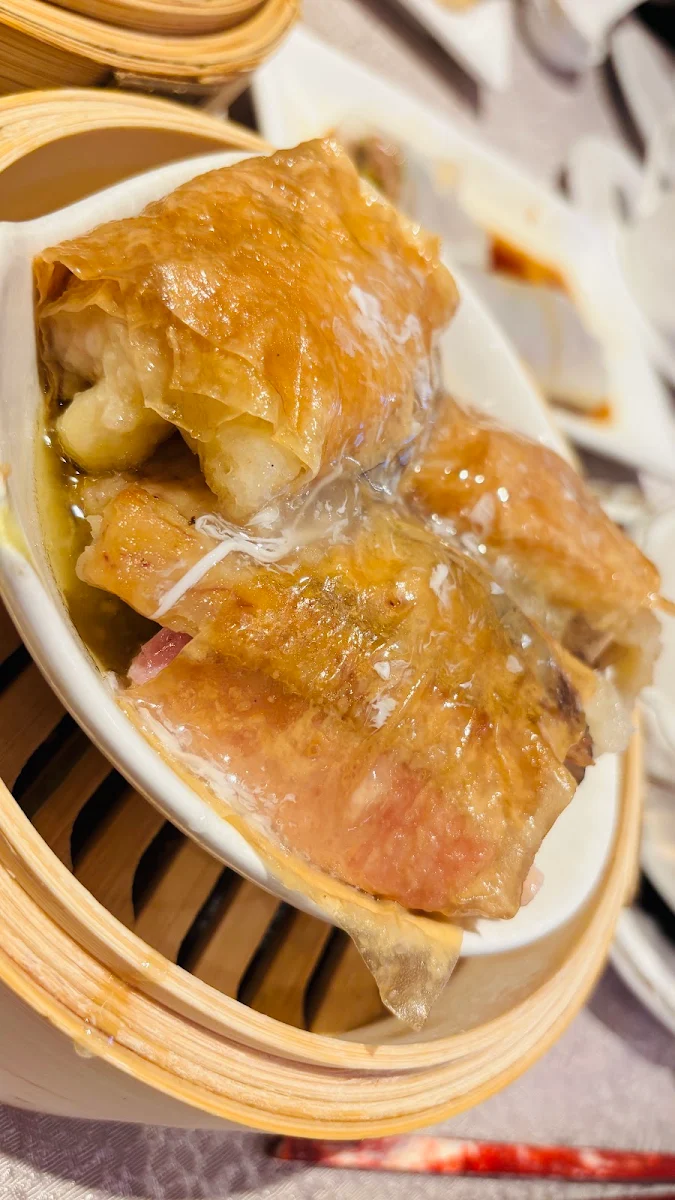 Bean Curd Roll w Shrimp & Pork in Abalone Sauce