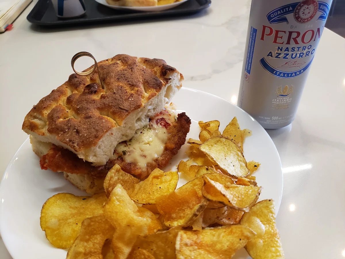Chicken Parmigiana Sandwich on Focaccia