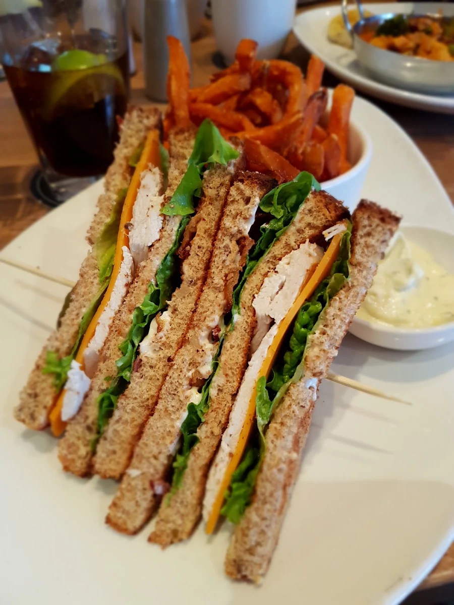 Turkey Club with Yam Fries
