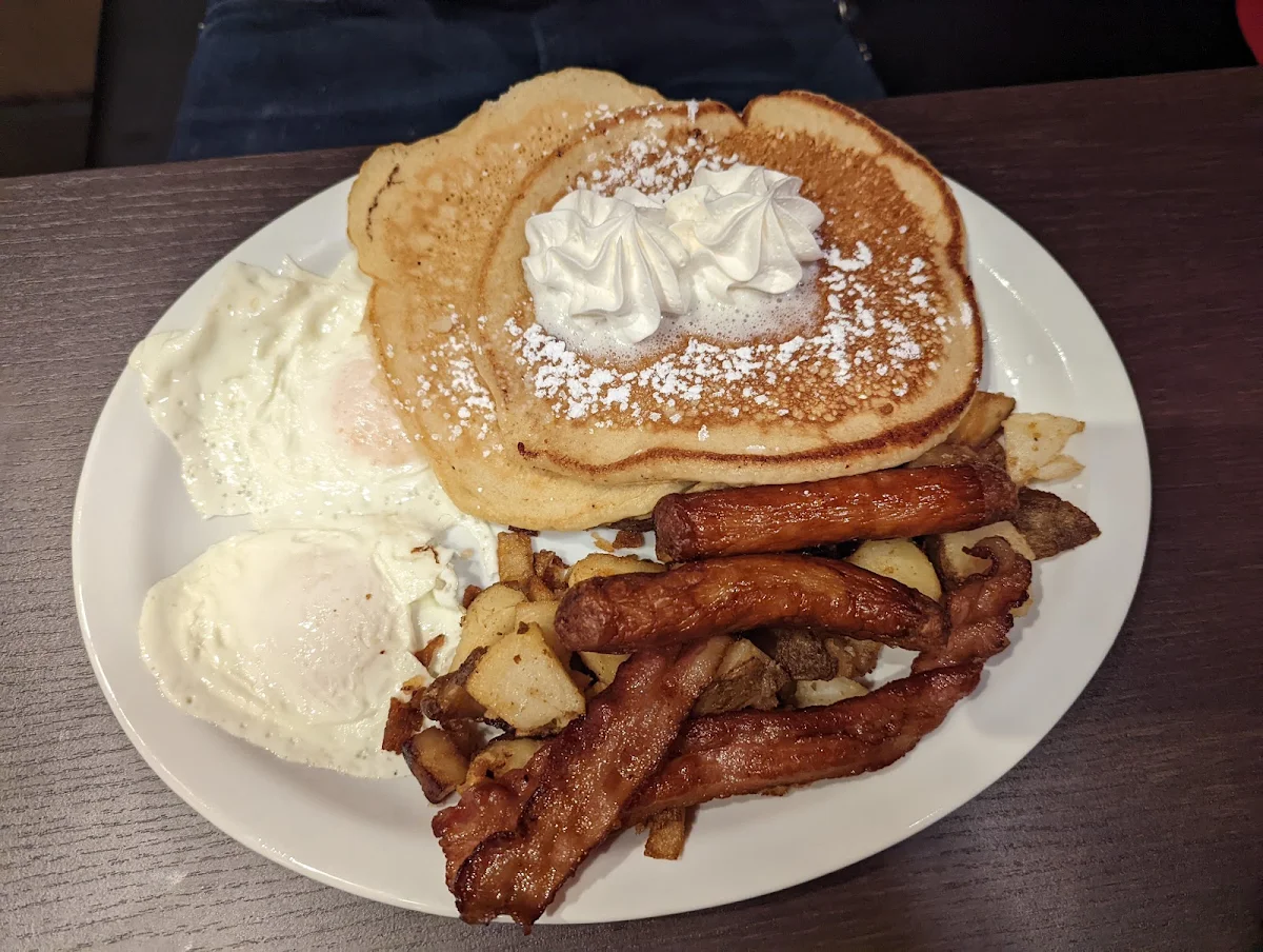 Bacon Sausage Eggs Pancakes