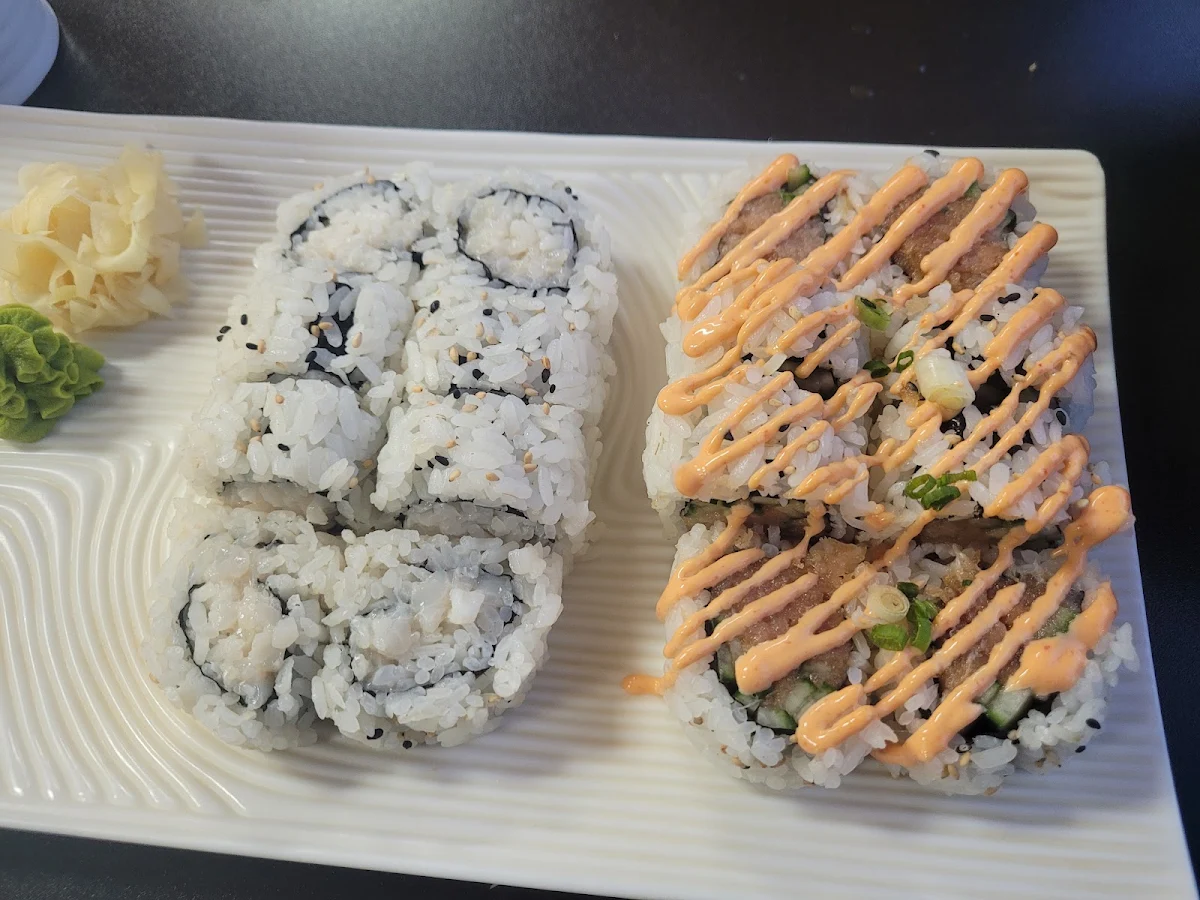 Spicy Tuna Roll and Chopped Scallop Roll