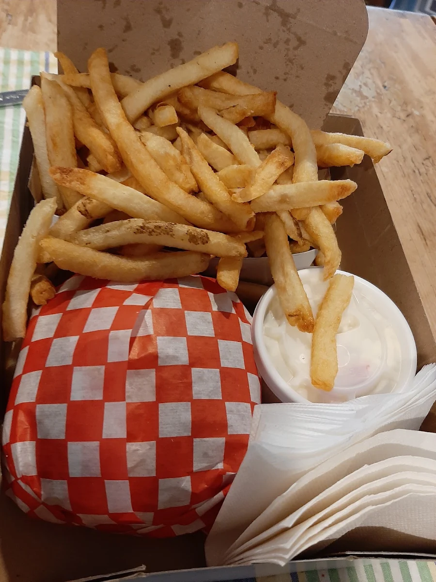 Burger Fries and Slaw