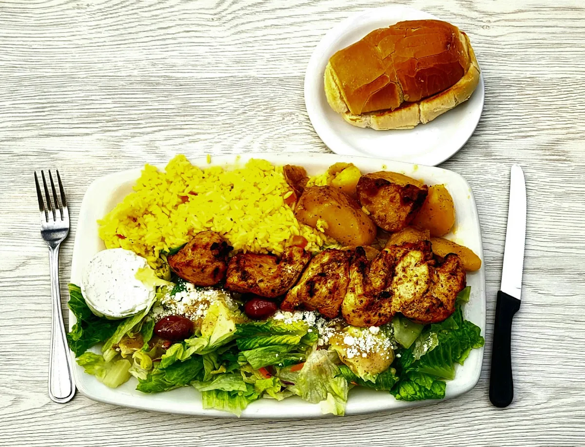 Famous Chicken Souvlaki Platter