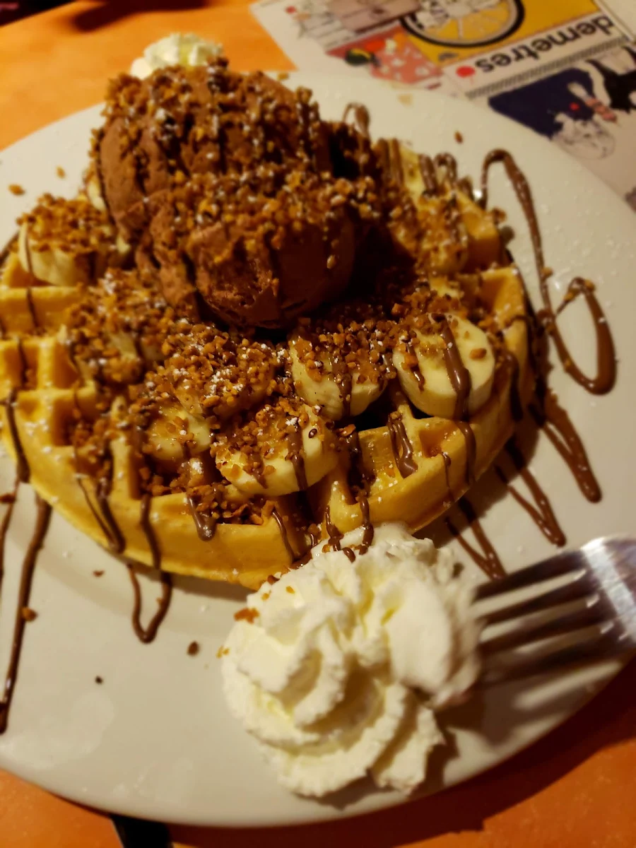 Waffle with Chocolate Ice Cream
