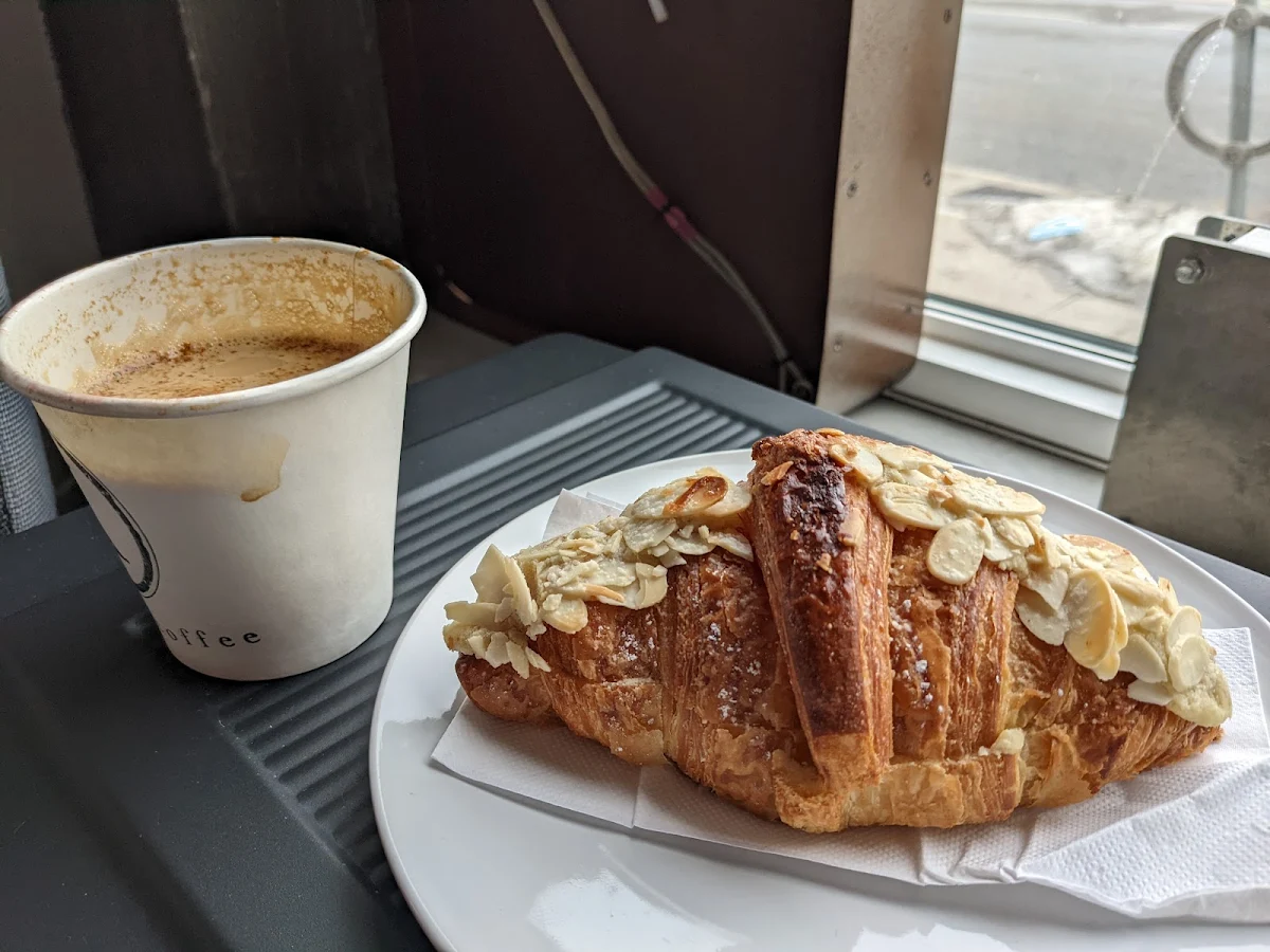 Almond Croissant and Cappuccino
