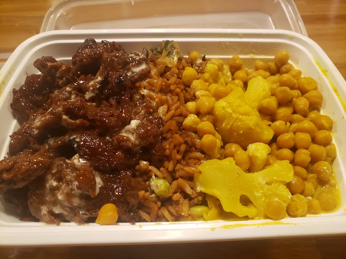 Teriyaki Chic'n Chickpea Cauliflower Coconut Curry Veggie Fried Rice