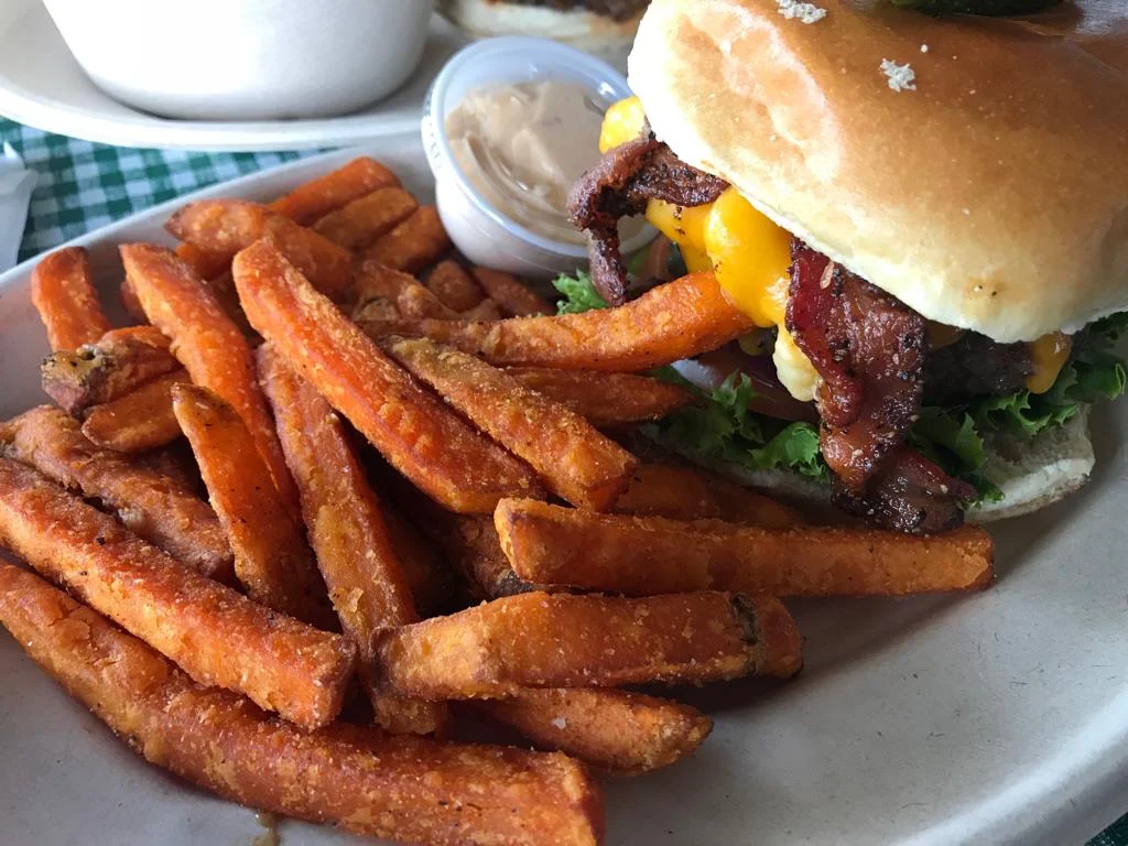 Burger with Sweet Potato Fries