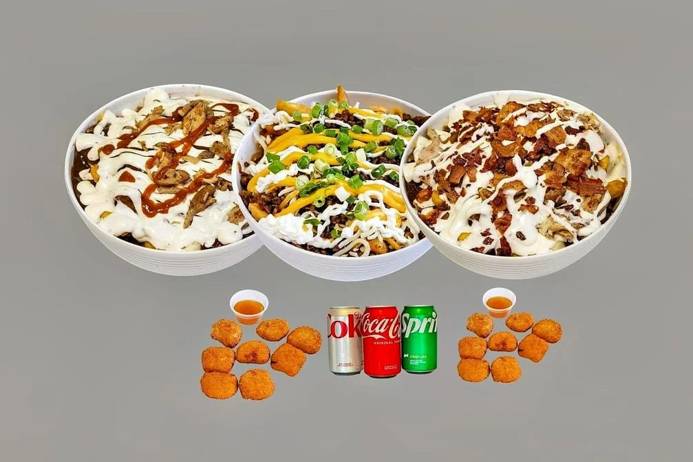 Shawarma Poutine, A1 poutine and wings