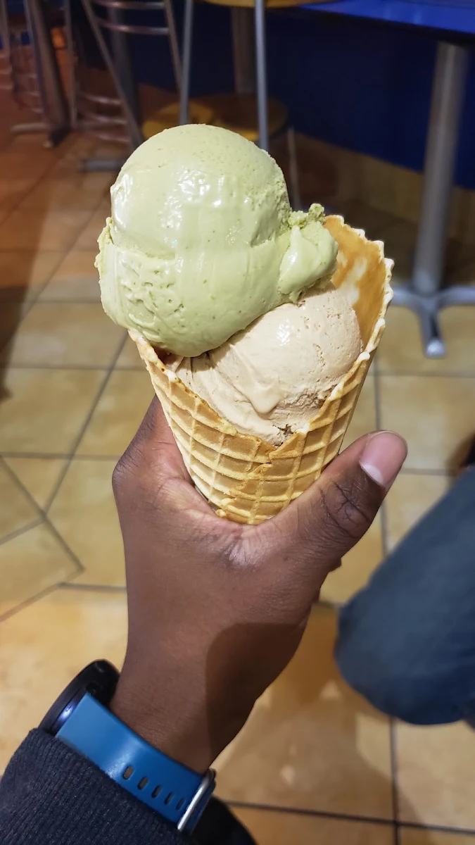 Pistachio and Hazelnut on a Waffle Cone