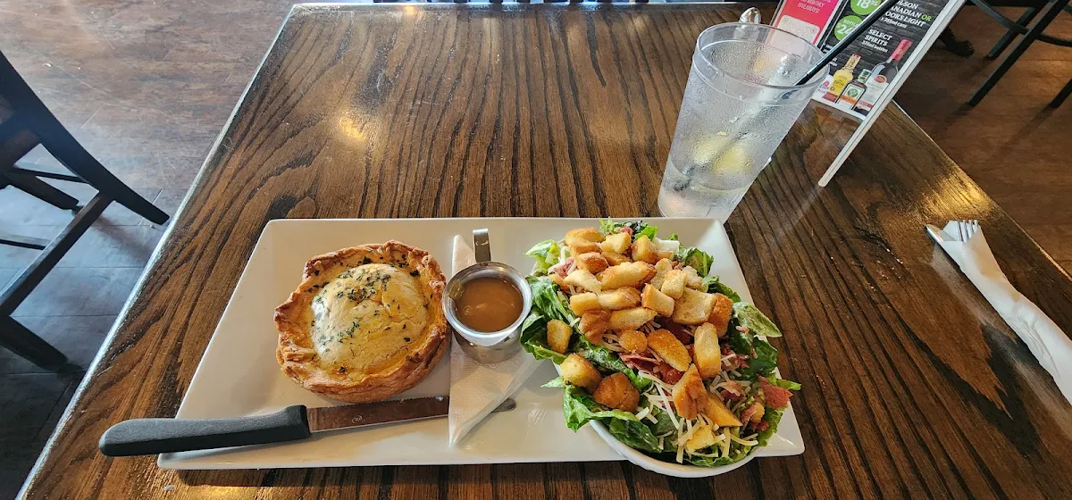 Chicken Meat Pie Chicken Pot Pie with Side Cesar Salad