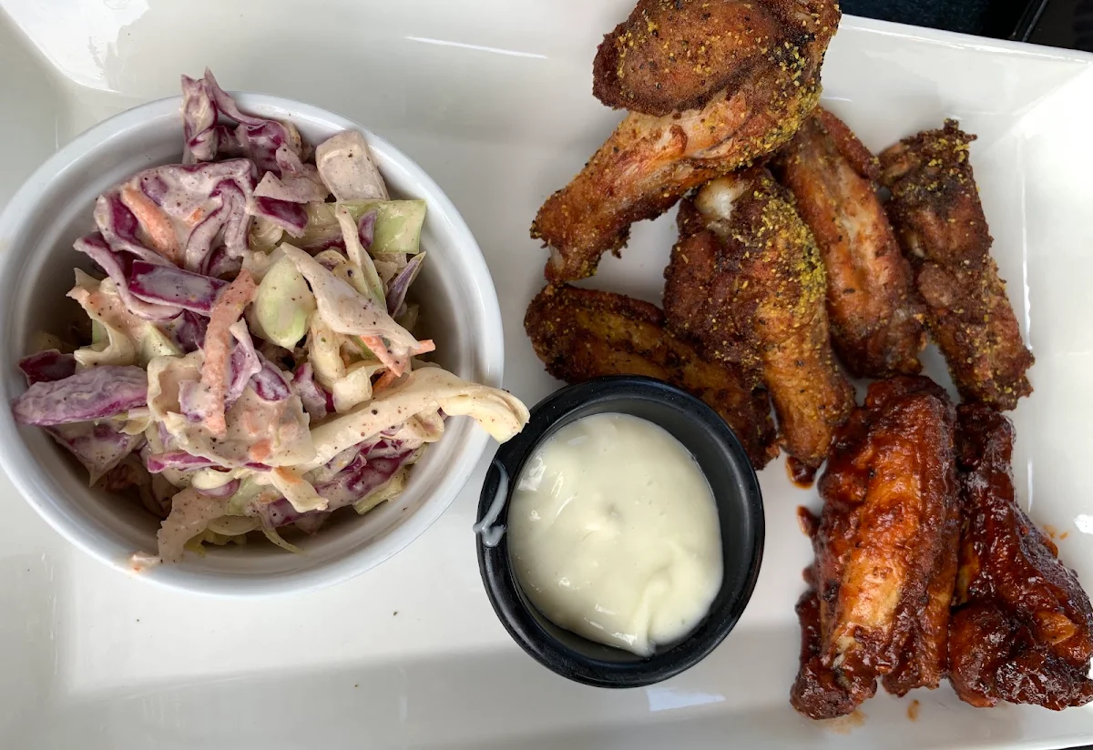 Chicken Wings with Coleslaw