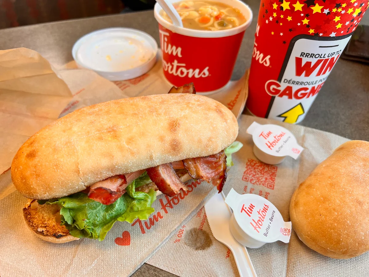 Chicken Noodle Soup and blt Sandwich